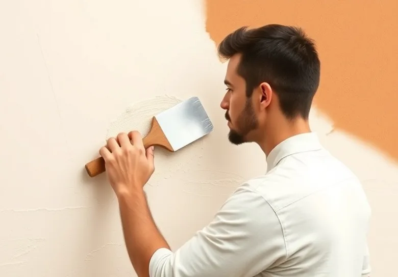 Application d'un enduit décoratif à la lisseuse sur un mur