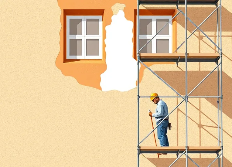 Ravalement de façade en pierre, nettoyage et application d'enduit